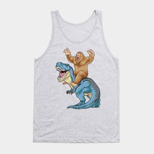 Bigfoot Riding Dinosaur Tank Top